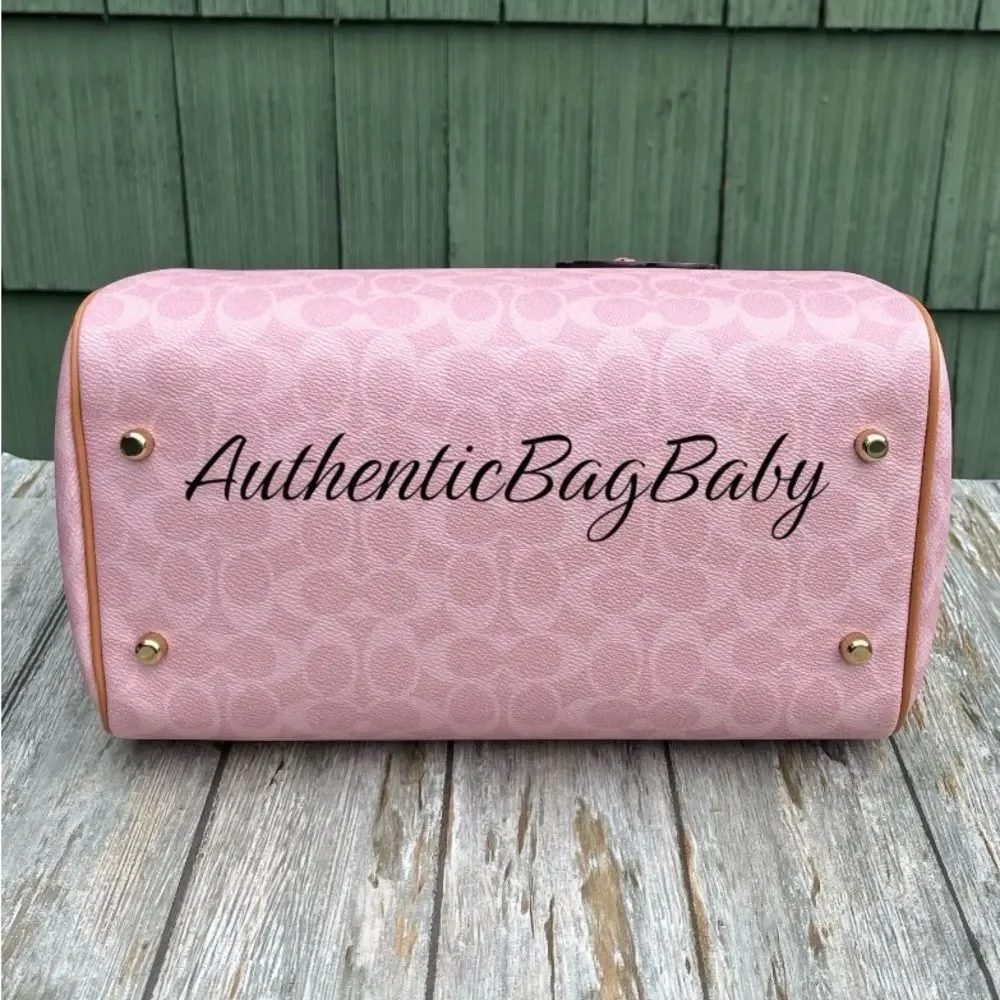 Coach Rowan Large Satchel Bag In Signature Canvas With Charms Powder Pink Purse - Picture 5 of 11